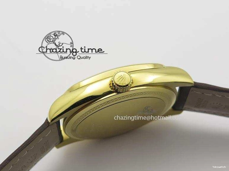 On YG A2824 Leather Brown Dial Date Cellini Strap Numeral White 0318